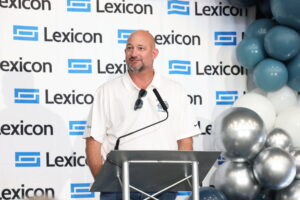 Lexicon CEO Patrick Schueck speak to employees at the 2025 Lexicon 20-Year Celebration